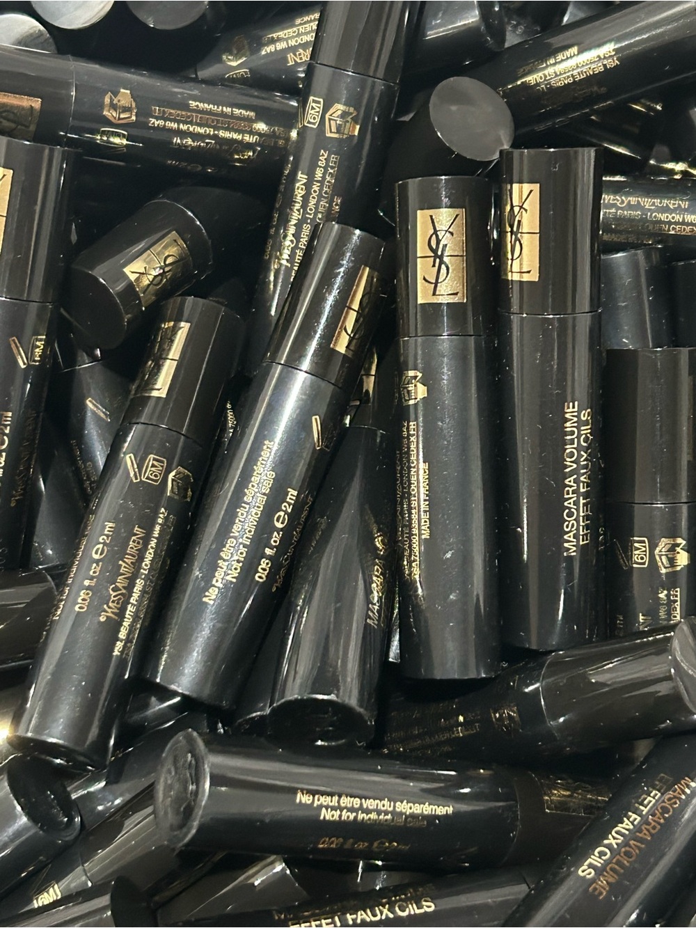 Yves Saint Laurent Black Mascara Tubes with Gold Logo - Bulk